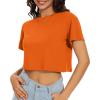 image:imageWomens Summer Crop Tops Short Sleeve Round Neck TShirts Loose Fit Casual Blouse 2026Solid Orange