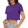image:imageWomens Summer Crop Tops Short Sleeve Round Neck TShirts Loose Fit Casual Blouse 2026Solid Purple