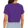 image:imageWomens Summer Crop Tops Short Sleeve Round Neck TShirts Loose Fit Casual Blouse 2026Solid Purple
