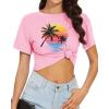 image:imageWomens Summer Crop Tops Short Sleeve Round Neck TShirts Loose Fit Casual Blouse 2026Sunset Coconut
