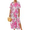 image:imageCHICGAL Kaftan Dresses for Women Oversized Long Batwing Sleeve Caftan V Neck Beach Cover Ups Summer Maxi Dress 2026Pink White Flowers