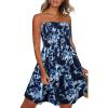 image:imageCHICGAL Summer Dresses for Women Beach Cover Ups Strapless Boho Floral Print SundressBlue Tie Dye