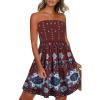 image:imageCHICGAL Summer Dresses for Women Beach Cover Ups Strapless Boho Floral Print SundressRed Boho Print