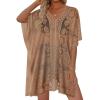 image:imageWomens Lace Bathing Suit Cover Up V Neck Beach Coverup Summer Swim Coverups Loose Bikini Beach Dress 2026Brown
