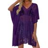 image:imageWomens Lace Bathing Suit Cover Up V Neck Beach Coverup Summer Swim Coverups Loose Bikini Beach Dress 2026Deep Purple
