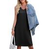 image:imageWEACZZY Womens Summer Dress V Neck Sleeveless Sundress Casual Loose with Split Elegant Vacation Beach Dresses 202601 Black