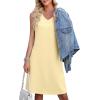 image:imageWEACZZY Womens Summer Dress V Neck Sleeveless Sundress Casual Loose with Split Elegant Vacation Beach Dresses 2026Beige