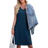 image:imageWEACZZY Womens Summer Dress V Neck Sleeveless Sundress Casual Loose with Split Elegant Vacation Beach Dresses 2026Navy Blue