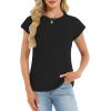 image:imageCHICGAL Cap Sleeve Tops for Women Casual Short Sleeve Shirts Summer Basic Tees Trendy Going Out OutfitsA Black