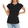 image:imageCHICGAL Cap Sleeve Tops for Women Casual Short Sleeve Shirts Summer Basic Tees Trendy Going Out OutfitsA Black