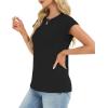 image:imageCHICGAL Cap Sleeve Tops for Women Casual Short Sleeve Shirts Summer Basic Tees Trendy Going Out OutfitsA Black
