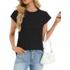 image:imageCHICGAL Cap Sleeve Tops for Women Casual Short Sleeve Shirts Summer Basic Tees Trendy Going Out OutfitsA Black