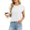 image:imageCHICGAL Cap Sleeve Tops for Women Casual Short Sleeve Shirts Summer Basic Tees Trendy Going Out OutfitsA White
