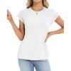 image:imageCHICGAL Cap Sleeve Tops for Women Casual Short Sleeve Shirts Summer Basic Tees Trendy Going Out OutfitsA White