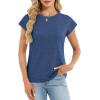 image:imageCHICGAL Cap Sleeve Tops for Women Casual Short Sleeve Shirts Summer Basic Tees Trendy Going Out OutfitsBlue