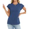 image:imageCHICGAL Cap Sleeve Tops for Women Casual Short Sleeve Shirts Summer Basic Tees Trendy Going Out OutfitsBlue