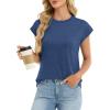 image:imageCHICGAL Cap Sleeve Tops for Women Casual Short Sleeve Shirts Summer Basic Tees Trendy Going Out OutfitsBlue