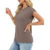 image:imageCHICGAL Cap Sleeve Tops for Women Casual Short Sleeve Shirts Summer Basic Tees Trendy Going Out OutfitsCoffee