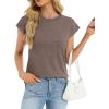 image:imageCHICGAL Cap Sleeve Tops for Women Casual Short Sleeve Shirts Summer Basic Tees Trendy Going Out OutfitsCoffee