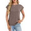 image:imageCHICGAL Cap Sleeve Tops for Women Casual Short Sleeve Shirts Summer Basic Tees Trendy Going Out OutfitsCoffee