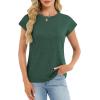 image:imageCHICGAL Cap Sleeve Tops for Women Casual Short Sleeve Shirts Summer Basic Tees Trendy Going Out OutfitsGreen