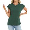 image:imageCHICGAL Cap Sleeve Tops for Women Casual Short Sleeve Shirts Summer Basic Tees Trendy Going Out OutfitsGreen