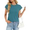 image:imageCHICGAL Cap Sleeve Tops for Women Casual Short Sleeve Shirts Summer Basic Tees Trendy Going Out OutfitsLake Blue