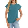 image:imageCHICGAL Cap Sleeve Tops for Women Casual Short Sleeve Shirts Summer Basic Tees Trendy Going Out OutfitsLake Blue