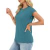 image:imageCHICGAL Cap Sleeve Tops for Women Casual Short Sleeve Shirts Summer Basic Tees Trendy Going Out OutfitsLake Blue