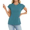 image:imageCHICGAL Cap Sleeve Tops for Women Casual Short Sleeve Shirts Summer Basic Tees Trendy Going Out OutfitsLake Blue