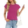 image:imageCHICGAL Cap Sleeve Tops for Women Casual Short Sleeve Shirts Summer Basic Tees Trendy Going Out OutfitsPink