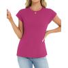 image:imageCHICGAL Cap Sleeve Tops for Women Casual Short Sleeve Shirts Summer Basic Tees Trendy Going Out OutfitsPink