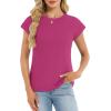 image:imageCHICGAL Cap Sleeve Tops for Women Casual Short Sleeve Shirts Summer Basic Tees Trendy Going Out OutfitsPink