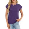image:imageCHICGAL Cap Sleeve Tops for Women Casual Short Sleeve Shirts Summer Basic Tees Trendy Going Out OutfitsPurple