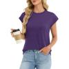 image:imageCHICGAL Cap Sleeve Tops for Women Casual Short Sleeve Shirts Summer Basic Tees Trendy Going Out OutfitsPurple