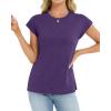 image:imageCHICGAL Cap Sleeve Tops for Women Casual Short Sleeve Shirts Summer Basic Tees Trendy Going Out OutfitsPurple