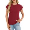 image:imageCHICGAL Cap Sleeve Tops for Women Casual Short Sleeve Shirts Summer Basic Tees Trendy Going Out OutfitsRed