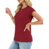 image:imageCHICGAL Cap Sleeve Tops for Women Casual Short Sleeve Shirts Summer Basic Tees Trendy Going Out OutfitsRed