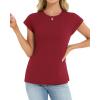 image:imageCHICGAL Cap Sleeve Tops for Women Casual Short Sleeve Shirts Summer Basic Tees Trendy Going Out OutfitsRed
