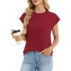image:imageCHICGAL Cap Sleeve Tops for Women Casual Short Sleeve Shirts Summer Basic Tees Trendy Going Out OutfitsRed