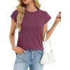 image:imageCHICGAL Cap Sleeve Tops for Women Casual Short Sleeve Shirts Summer Basic Tees Trendy Going Out OutfitsWine Red