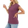 image:imageCHICGAL Cap Sleeve Tops for Women Casual Short Sleeve Shirts Summer Basic Tees Trendy Going Out OutfitsWine Red