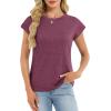 image:imageCHICGAL Cap Sleeve Tops for Women Casual Short Sleeve Shirts Summer Basic Tees Trendy Going Out OutfitsWine Red