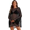 image:imageCHICGAL Womens Swimsuit Coverup Crochet Sheer Caftan Beach Dress Slit Long Sleeve Bathing Suit Cover Up 2026Black
