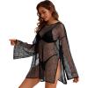 image:imageCHICGAL Womens Swimsuit Coverup Crochet Sheer Caftan Beach Dress Slit Long Sleeve Bathing Suit Cover Up 2026Black