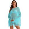image:imageCHICGAL Womens Swimsuit Coverup Crochet Sheer Caftan Beach Dress Slit Long Sleeve Bathing Suit Cover Up 2026Blue