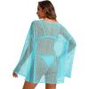 image:imageCHICGAL Womens Swimsuit Coverup Crochet Sheer Caftan Beach Dress Slit Long Sleeve Bathing Suit Cover Up 2026Blue