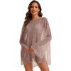 image:imageCHICGAL Womens Swimsuit Coverup Crochet Sheer Caftan Beach Dress Slit Long Sleeve Bathing Suit Cover Up 2026Coffee