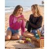 image:imageCHICGAL Womens Swimsuit Coverup Crochet Sheer Caftan Beach Dress Slit Long Sleeve Bathing Suit Cover Up 2026Hot Pink