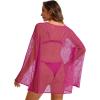 image:imageCHICGAL Womens Swimsuit Coverup Crochet Sheer Caftan Beach Dress Slit Long Sleeve Bathing Suit Cover Up 2026Hot Pink